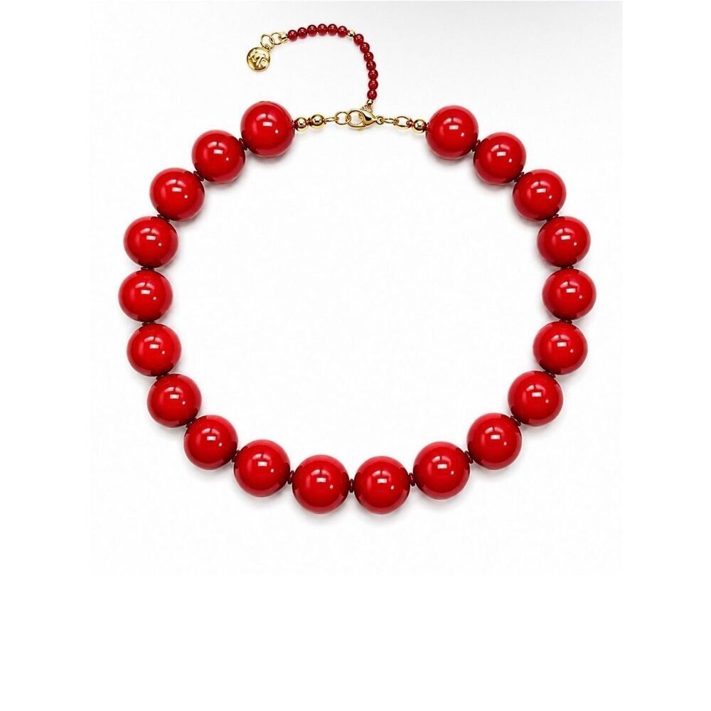 Genuine Red Agate Bead Necklace with Gold Accents - statement jewelry by Mayamar